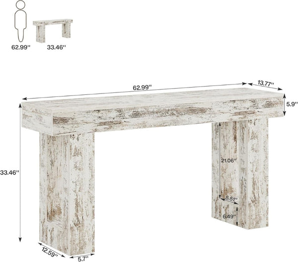 English Elm Practical Geometric Console Table with Matte Black Wood Grain Finish for Entryway or Sofa T3971P451603
