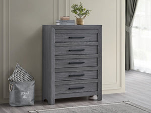 English Elm Rustica Contemporary Gray Laminated Chest with Sculptural Facade and Dovetail Drawers B078P473031