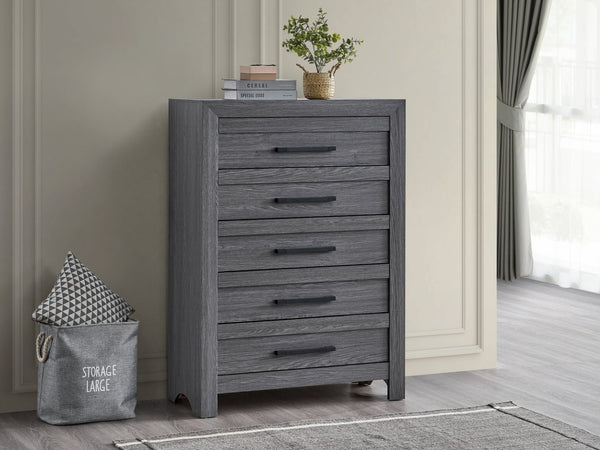 English Elm Rustica Contemporary Gray Laminated Chest with Sculptural Facade and Dovetail Drawers B078P473031