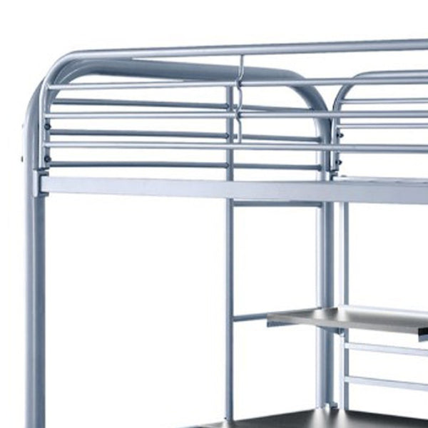 English Elm Metal Twin Loft Bed with Dual Ladders Powder Coated Steel Frame for Kids Rooms B056P417096
