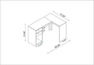 Manhattan Comfort Palermo Mid-Century Modern Desk White 41AMC6