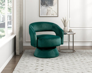 English Elm Modern Swivel Accent Chair in Lux Velvet Upholstery with Solid Wood Base, Compact Stylish Seating Green 27.75 L x 26.5 W x 19.75 H B011P283811