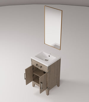 English Elm Grey Oak Single Bath Vanity Set With Acrylic Countertop & Mirror - Ideal For Small Spaces! B2731S01450