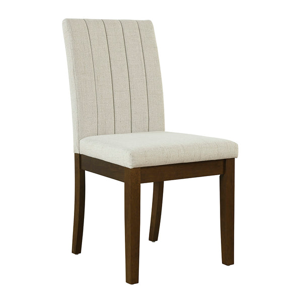 JLA Home 510 Design - Upholstered Channel-Back Dining Chairs Set of 2 — Transitional Parsons Style, Padded Seats, Solid Wood Legs Light Taupe 5DS108-0042