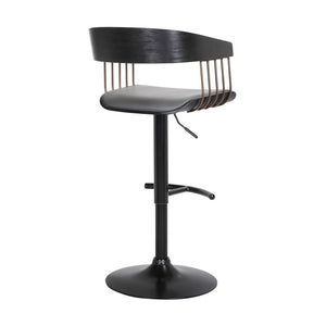 English Elm Larisa Adjustable Swivel Barstool Gray Faux Leather Seat Industrial Metal Frame B2736P464844