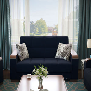 English Elm Primenest Zenaero X Stylish Convertible Loveseat With Storage, Dark Blue Chenille For Space-Saving Comfort B030P281773-GIGA