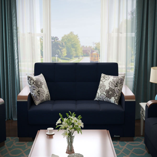 English Elm Primenest Zenaero X Stylish Convertible Loveseat With Storage, Dark Blue Chenille For Space-Saving Comfort B030P281773-GIGA