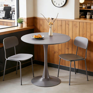 English Elm 31.5" Round Mdf Pedestal Dining Table Mid-century Modern Sculpted Base Seats Four Grey W234P405191