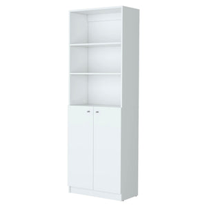 English Elm Sutton White 2-Door Bookcase with Multi-Level Open Shelves, Engineered Wood Storage, Space-Saving Design B128P176167