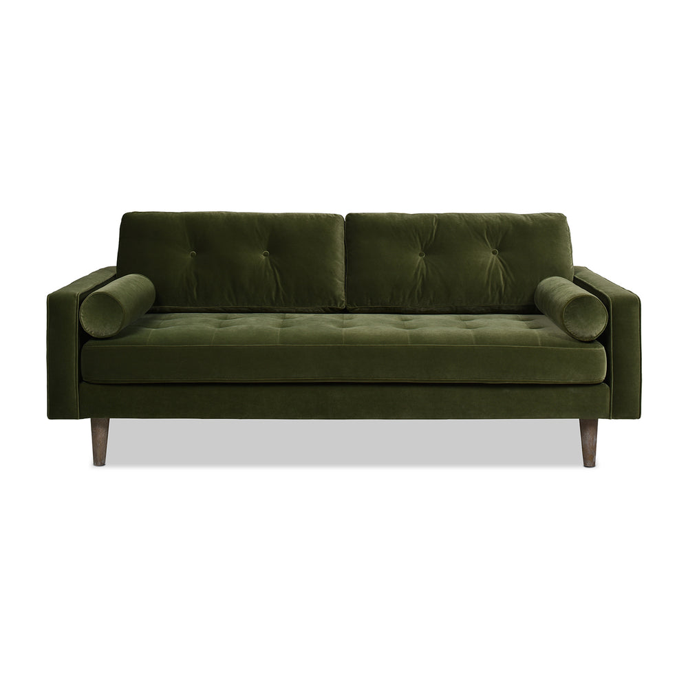 English Elm Jennifer Taylor Home - Nicholas 83.5" Mid-Century Sofa in Olive Performance Velvet — Durable Hardwood Frame, Plush Support B2719P238301