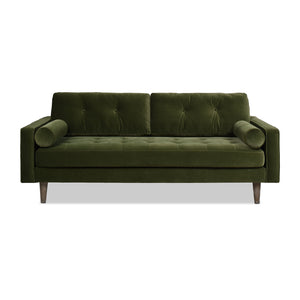 English Elm Jennifer Taylor Home - Nicholas 83.5" Mid-Century Sofa in Olive Performance Velvet — Durable Hardwood Frame, Plush Support B2719P238301