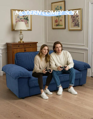 English Elm Fx-P20M-2S-Rb Contemporary Blue 2-Seat Loveseat Sofa With Hidden Storage For Small Spaces & Style W576S00235