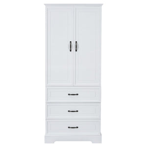 English Elm Tall Bathroom Storage Cabinet - Modern White Design With Adjustable Shelves, Drawers & Doors! N725P206123K-GIGA