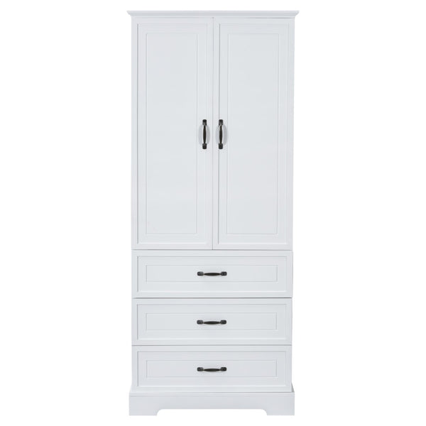 English Elm Tall Bathroom Storage Cabinet - Modern White Design With Adjustable Shelves, Drawers & Doors! N725P206123K-GIGA