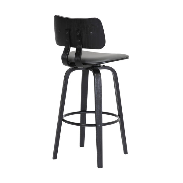 English Elm Pico Swivel Bar Stool Gray Faux Leather Seat with Tapered Wood Base for Kitchen Island B2736P464836