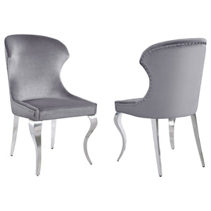 English Elm Daphne Velvet Wingback Dining Chairs with Nailhead Trim and Cabriole Legs Set of 2 B062S01463