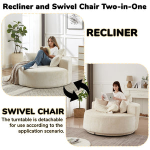 English Elm 55''l 55'l Chenille Foam Swivel Lounge Chair Plush 360 Rotation Modern Seating for Any Room W834S00595