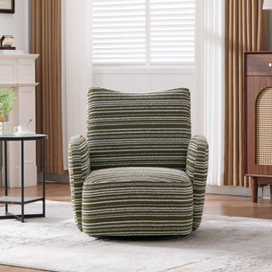 English Elm Modern Boucle 360° Swivel Leisure Chair with High‑Resilience Sponge, Supportive Curve, 550lb Capacity Olive Green W395P355490