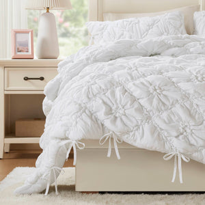 English Elm 3PCS Plush Microfiber Full/Queen Comforter Set with Hypoallergenic Poly Fill and Soft Shams White 16.93 L x 12.99 W x 6.69 H B035P366529