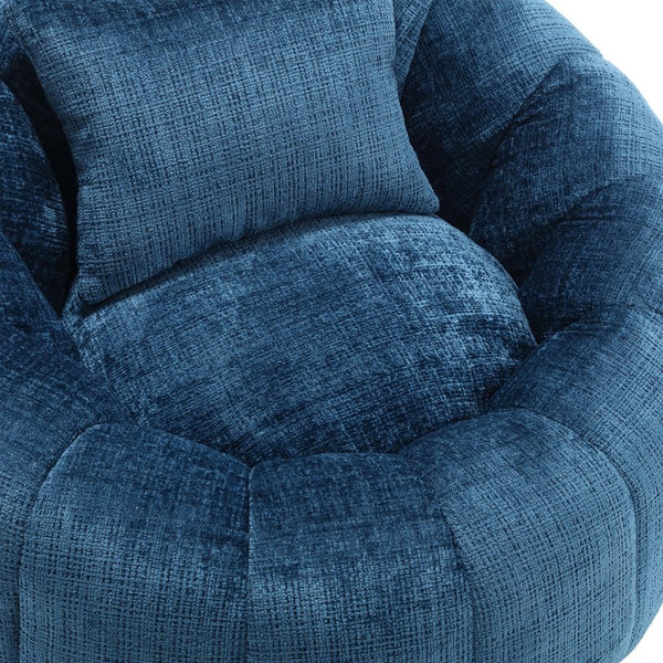 English Elm UNITED Cloud-Luxe Chenille Memory Foam Bean Bag Chair with Ottoman and Pillow for Ultimate Comfort Peacock Blue W1568P361694