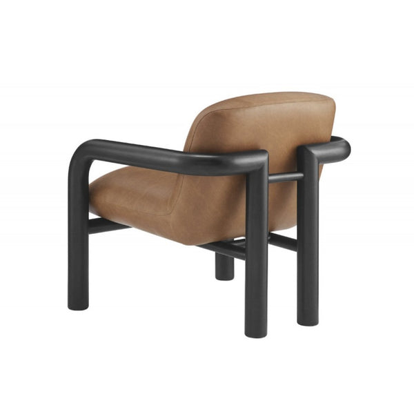 English Elm Modern Oak Framed Faux Leather Armchair Sculptural Accent Seat for Living Rooms Black Brown B011P423335