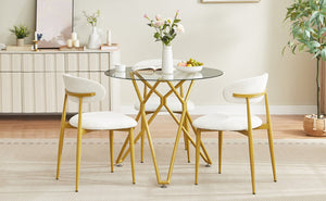 English Elm Set of 2 Velvet Dining Chairs with Curved Backrests and Gold Metal Legs — Stylish 250lb Capacity Comfort W1162P347122