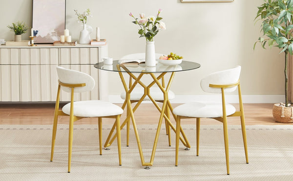 English Elm Set of 2 Velvet Dining Chairs Gold Metal Legs Curved Back Glam Kitchen Seating W1162P440046