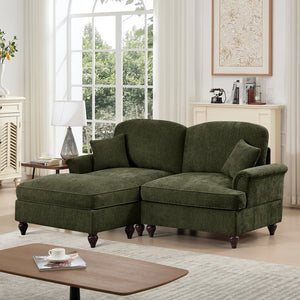 English Elm Elegant Mid Century Modular Two-Seater Sofa With Removable Skirts, Movable Ottoman, & Chic Design W3041S00347