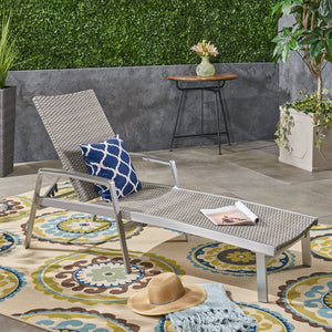 English Elm Christopher Knight Home® - Oxton Outdoor Chaise Lounge - Stylish Grey Mesh Seating For Ultimate Comfort & Relaxation By Poolside N775P210067G
