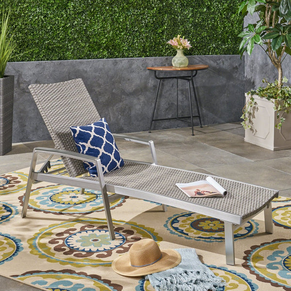 English Elm Christopher Knight Home® - Oxton Outdoor Chaise Lounge - Stylish Grey Mesh Seating For Ultimate Comfort & Relaxation By Poolside N775P210067G