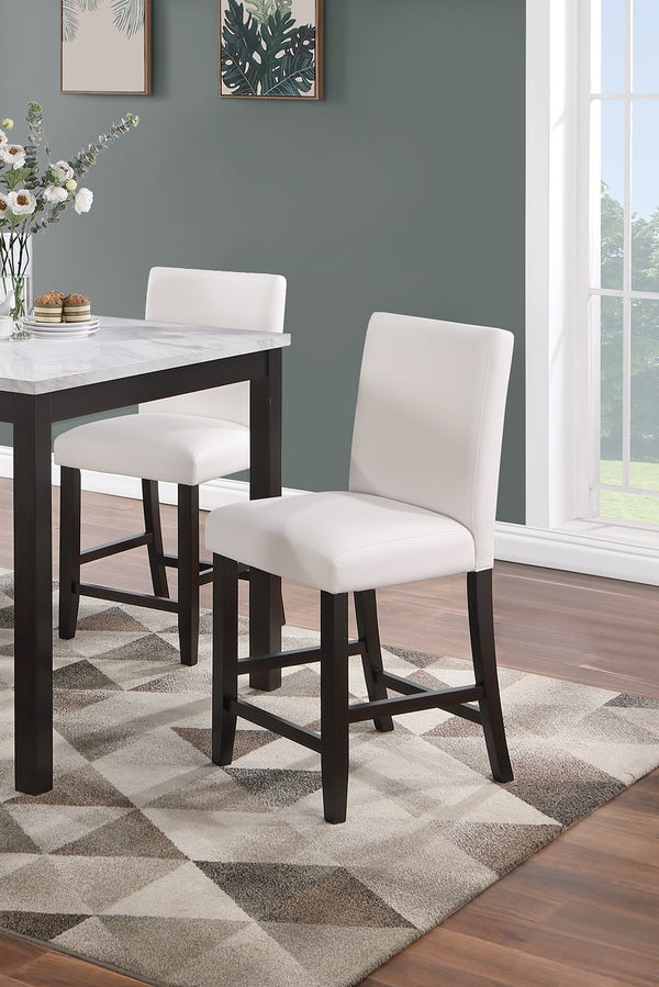 English Elm Modern 5pc Counter Height Dining Set with Faux Marble Top & White Faux Leather Chairs, 40" Square B011P184983