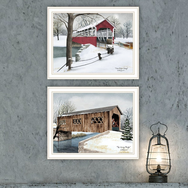 English Elm Trendy Decor 4u Billy Jacobs Winter Bridges Two Panel Framed Art Set for Walls B067P254123