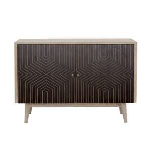 English Elm Ixora White Washed & Black 2-Door Accent Cabinet with Tapered Legs Mid-Century Storage Charm B062P344916