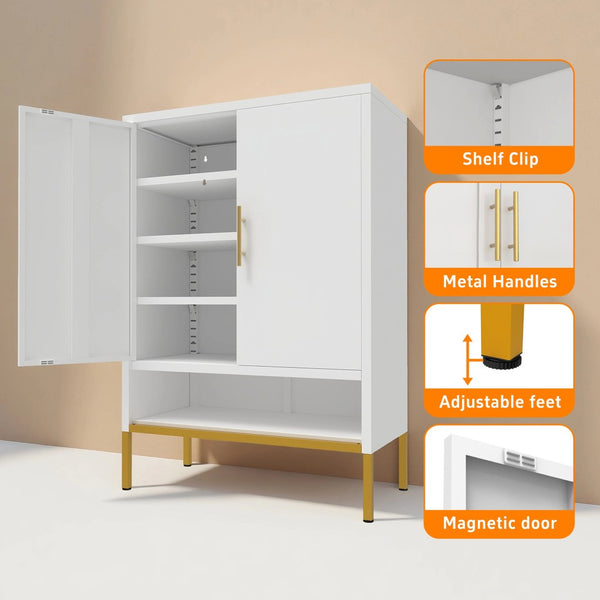 English Elm 40'' Slim Steel Shoe Cabinet 7 Tier Adjustable Shelving Narrow Entryway Organizer W3387P306353