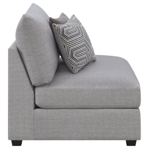 English Elm Austin Grey Cushion Back Armless Chair With Accent Pillows – Modern Comfort For Any Space! B062P357793