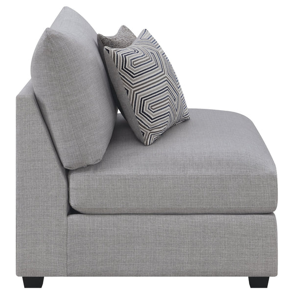English Elm Austin Grey Cushion Back Armless Chair With Accent Pillows – Modern Comfort For Any Space! B062P357793