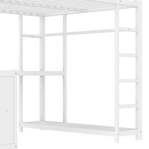 English Elm Twin House Bunk Bed with Slide Storage Stairs and Safety Rails for Kids Rooms W1580S00367
