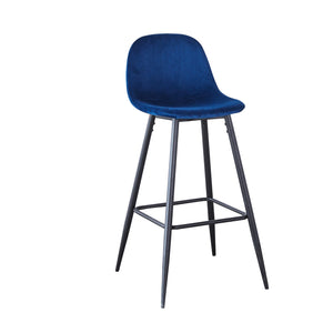 English Elm Bar Velvet Counter Stools Set of 2 30" Ergonomic Back Support Velvet Seats Sturdy Metal Legs & Footrest Stylish Durable Assembly Ready Blue B205P205646
