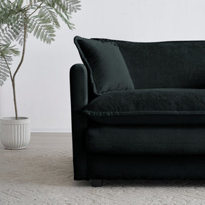 English Elm 2 Seater Loveseat and Chair Set - Black Chenille 2-Piece Sofa & Accent Chair, Solid Wood Frame Comfort W714S00621