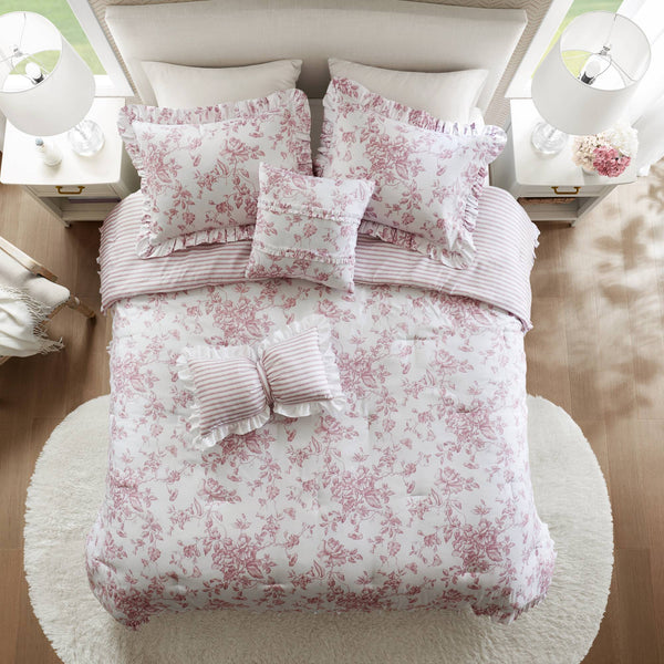 English Elm 5 Piece Full/Queen Comforter Set with Decorative Pillows - Soft Microfiber, Hypoallergenic, Cozy Layering Pink 16.54 L x 12.6 W x 7.09 H B035P381289