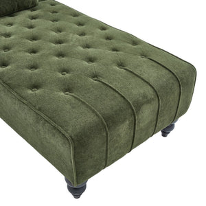 English Elm Chaise Lounge Velvet Upholstered Accent Chair with Birch Legs for Living Room Decor Forest Green N776P412298G