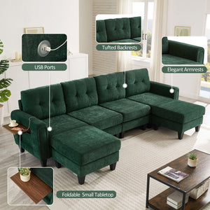 English Elm Swivel Barrel Accent Chair Chenille Tufted Round Club Seat for Living Room Lounge Green N719S002250F