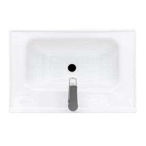 English Elm 24" Bathroom Vanity with Smooth White Ceramic Sink, Durable Metal Hinges, Adjustable Feet, Sleek Faucet & Open Iron Shelf Natural W688P224403