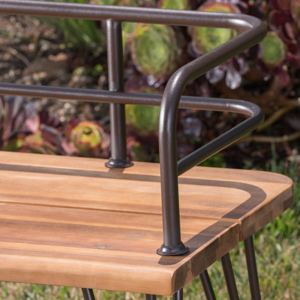 English Elm Christopher Knight Home® - ZION Rustic Teak Acacia Wood and Powder-Coated Iron Bench for Patio — Durable 50.5" Outdoor Seating 60390.00