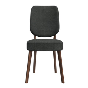 English Elm Dellers Mid-century Upholstered Dining Chair Set Walnut Tapered Legs Foam Cushion Gray B127P495101