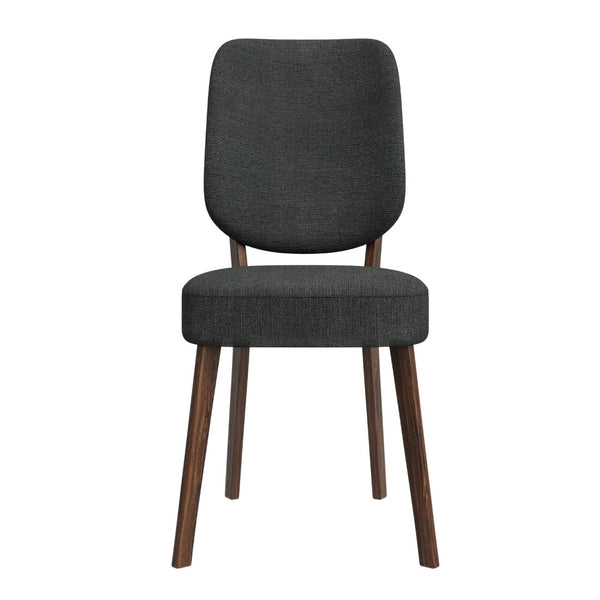English Elm Dellers Mid-century Upholstered Dining Chair Set Walnut Tapered Legs Foam Cushion Gray B127P495101