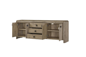 English Elm English Knotty Oak Veneer Console with Bowtie Inlay and Soft Close Storage Doors B2699P443204