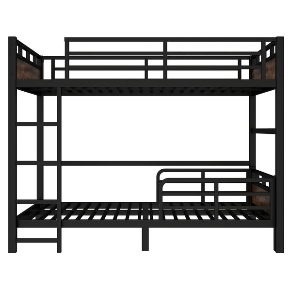 English Elm Full Xl Metal Bunk Bed - Versatile Loft & Platform Configuration With Vintage Wood Accents & Safety W1580S00228
