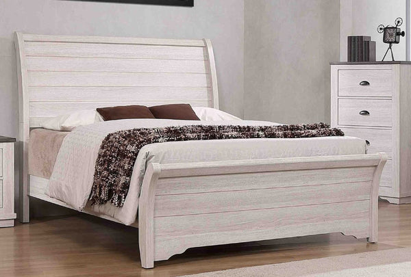 English Elm 1Pc Contemporary Queen Sleigh Bed With Curved Headboard In Chalk Gray - Modern Elegance For Your Bedroom B2741S00252