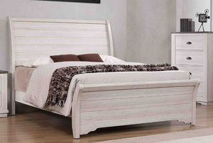 English Elm 1Pc King Sleigh Bed In Chalk Gray - Modern Curved Headboard, Horizontal Lines, Elegant Design & Comfort B2741S00253